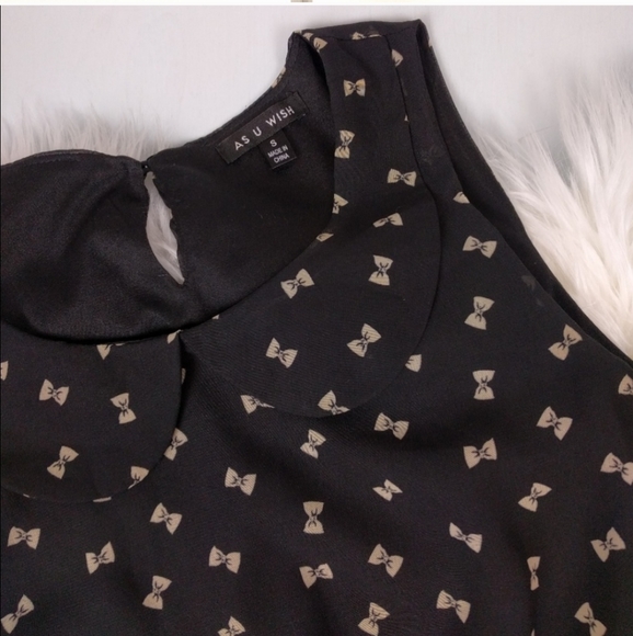 As U Wish Novelty Bow Print Micro Pleat Dress S - Picture 6 of 8